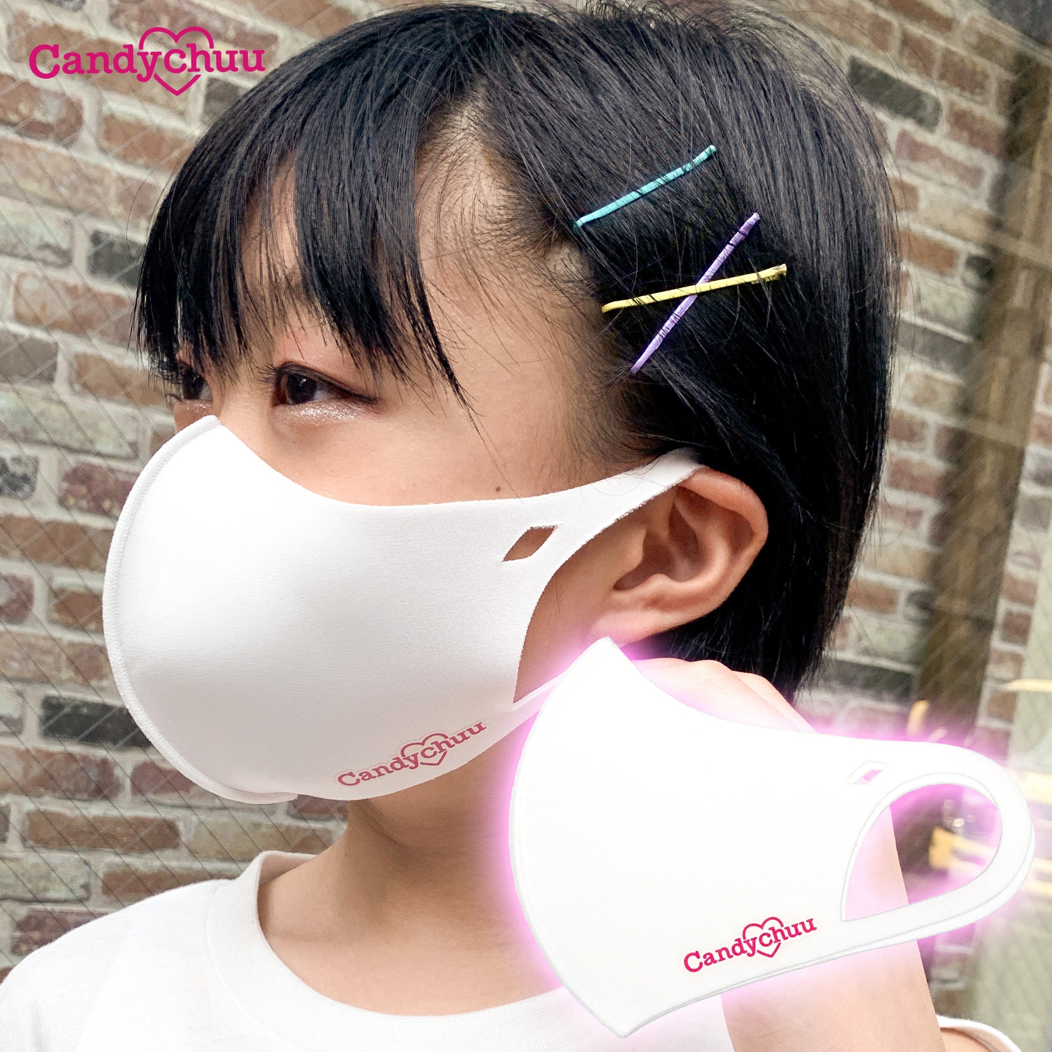 Candychuu ホワイト ロゴ マスク (20055201)