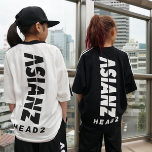 (セール商品) ASIANZ HEAD2 バックロゴ袖ラインTシャツ キッズウェアー