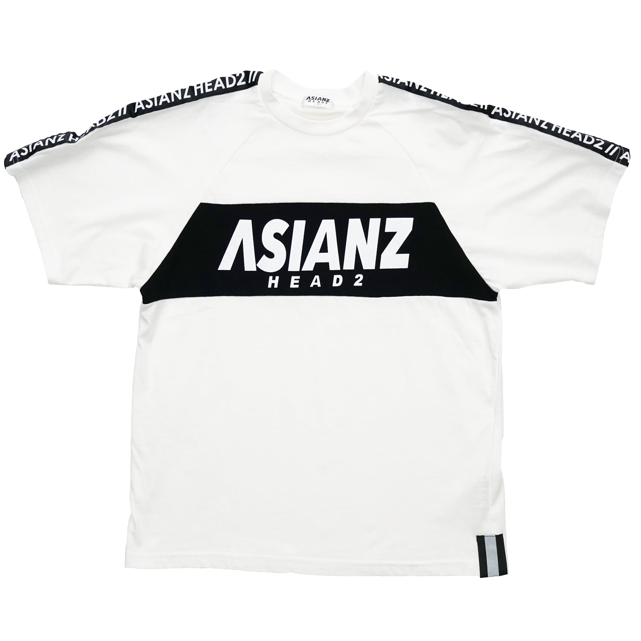 (セール商品) ASIANZ HEAD2 フロント切替袖ロゴラインTシャツ キッズウェアー