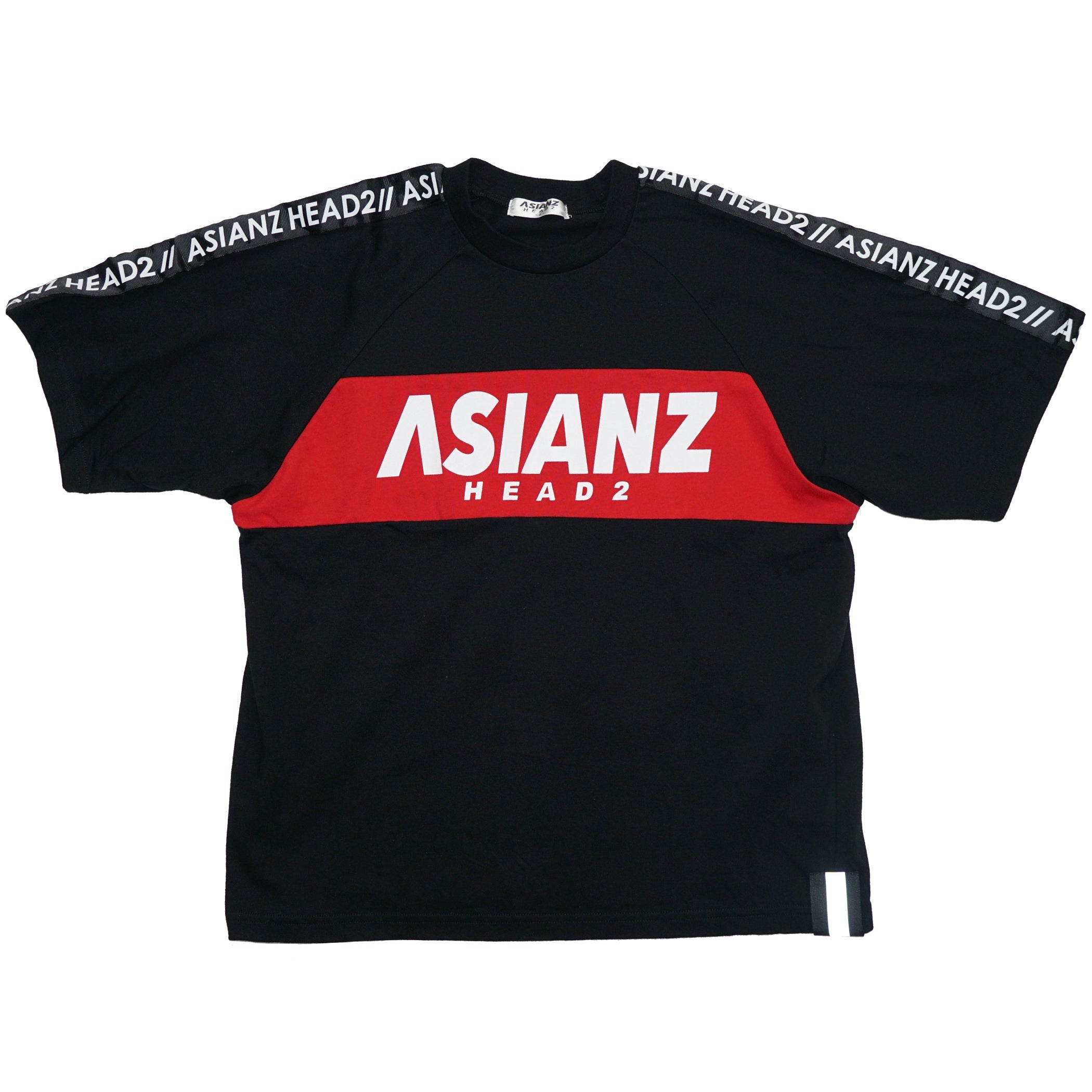 (セール商品) ASIANZ HEAD2 フロント切替袖ロゴラインTシャツ キッズウェアー