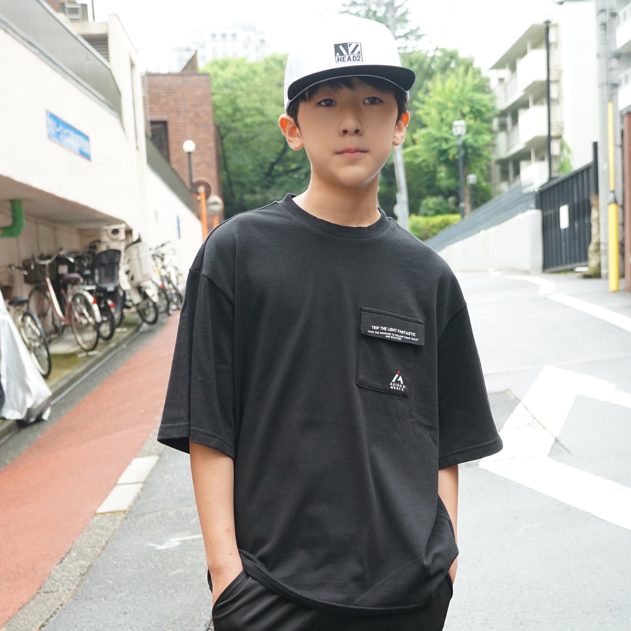 (セール商品) ASIANZ HEAD2 胸ポケットTシャツ キッズウェアー