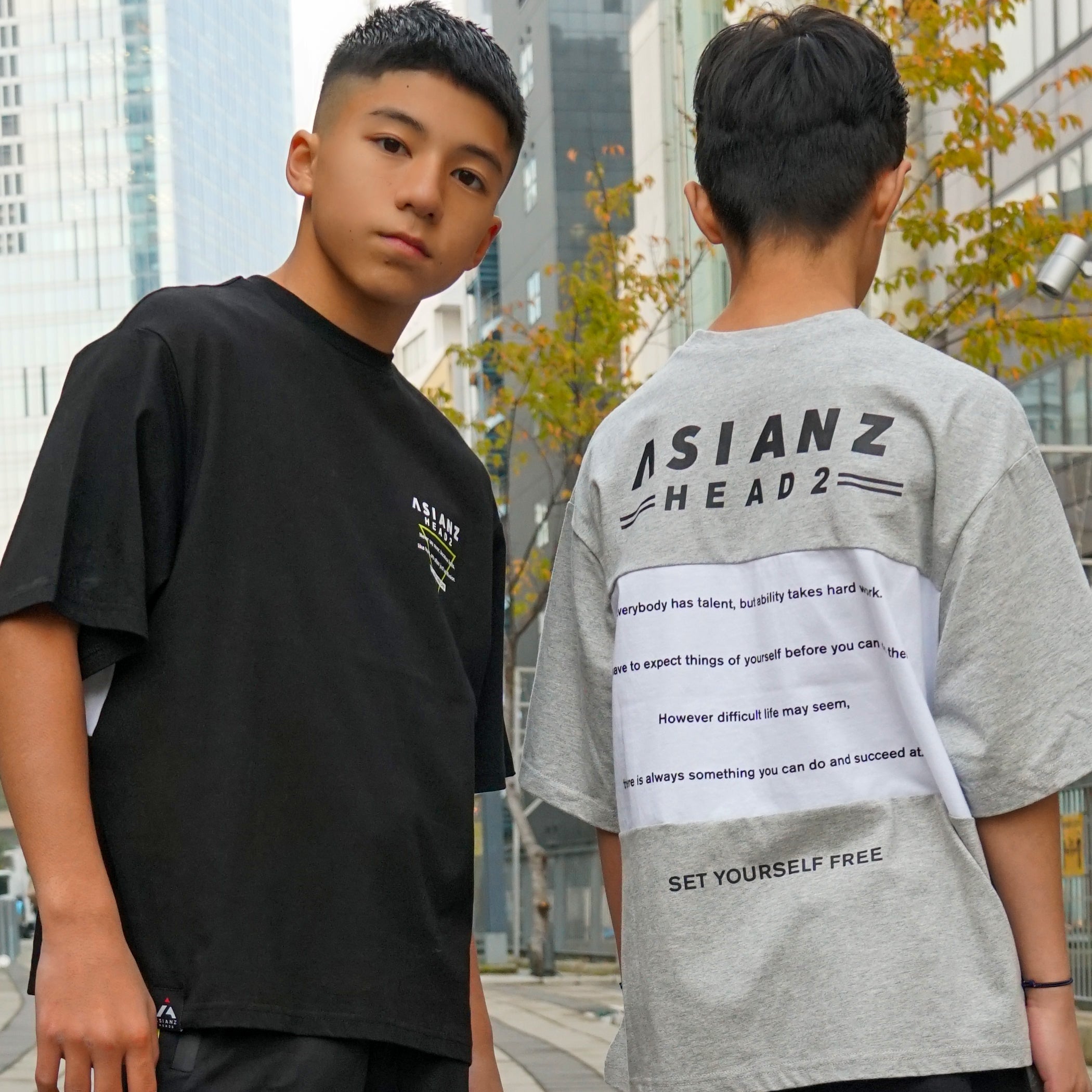 ASIANZ HEAD2 バック切替Tシャツ キッズウェアー