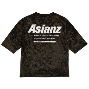 ASIANZ LIMITED カスタム 6分袖ポケットTシャツ  Mサイズ(ブラック/グレー)