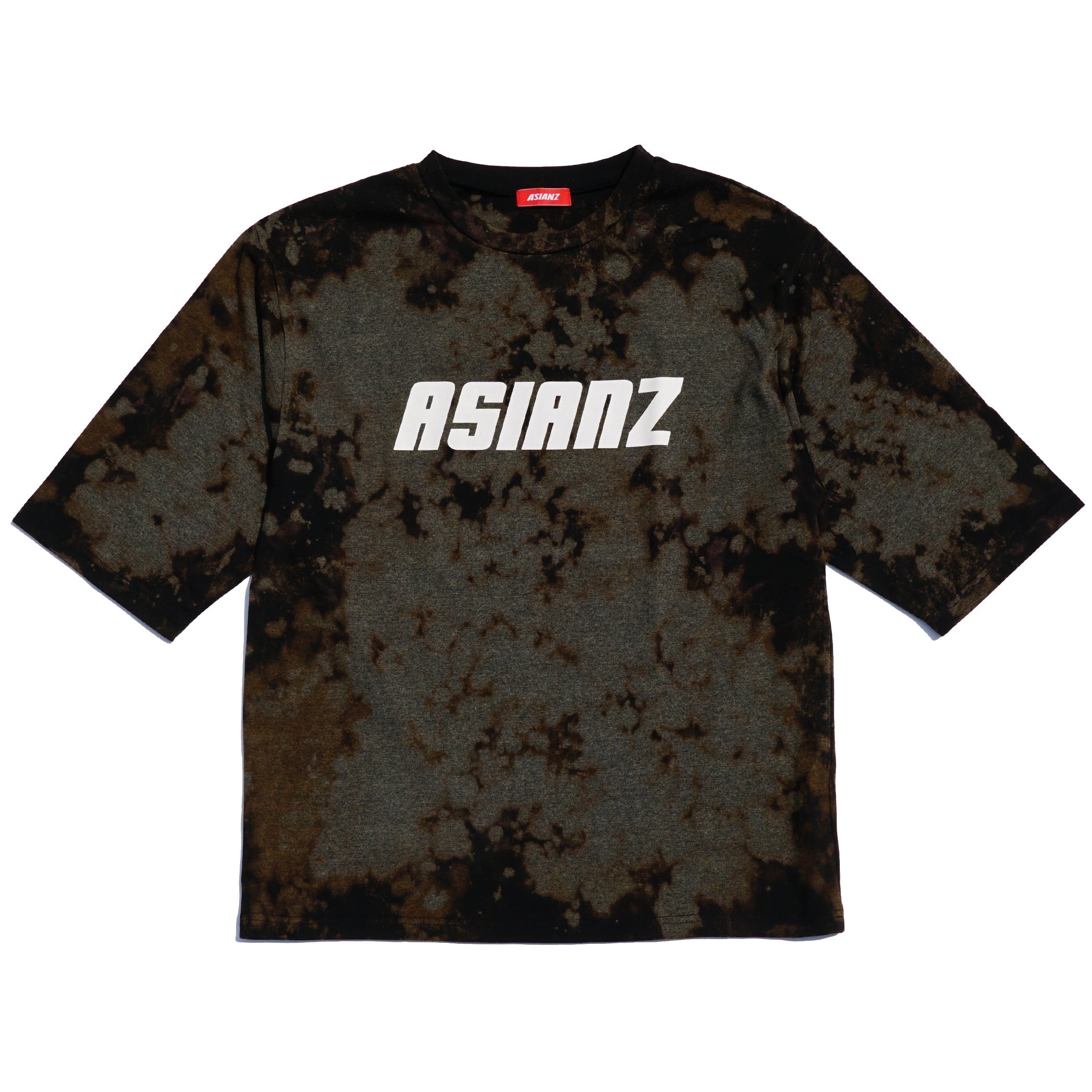 ASIANZ LIMITED カスタム 6分袖ネオンプリントTシャツ  Lサイズ(ブラック/グレー)